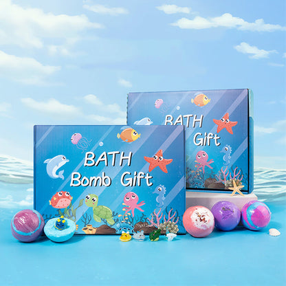 Kids Ocean Bath Bombs with Surprise Sea Animal Toys, Natural Fizzy Bath Bomb Set, Birthday